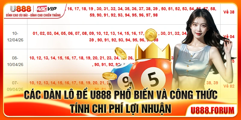Các dàn lô đề U888 phổ biến và công thức tính chi phí lợi nhuận